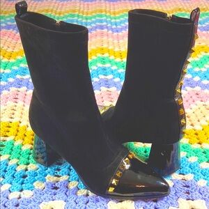 Azura Joanjay Black Heeled Boots Booties Studded Stud Stretch 41 EU / 9.5 US